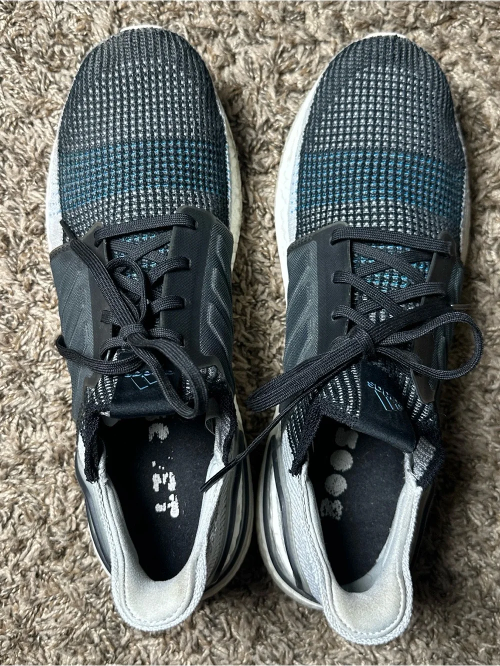 Adidas UltraBoost 19 Men’s Size 13 Black Gray Blue Running Shoes F35242 Boost